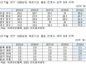 의료기관 근무 '간호사 지역격차'…시군구별 350배 차이 