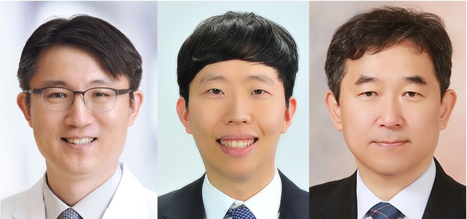 (사진 왼쪽부터) 권오상 서울대학교병원 피부과 교수, 이한재 임상강사, 김종일 서울대학교의과대학 생화학교실 교수. 서울대학교병원 제공